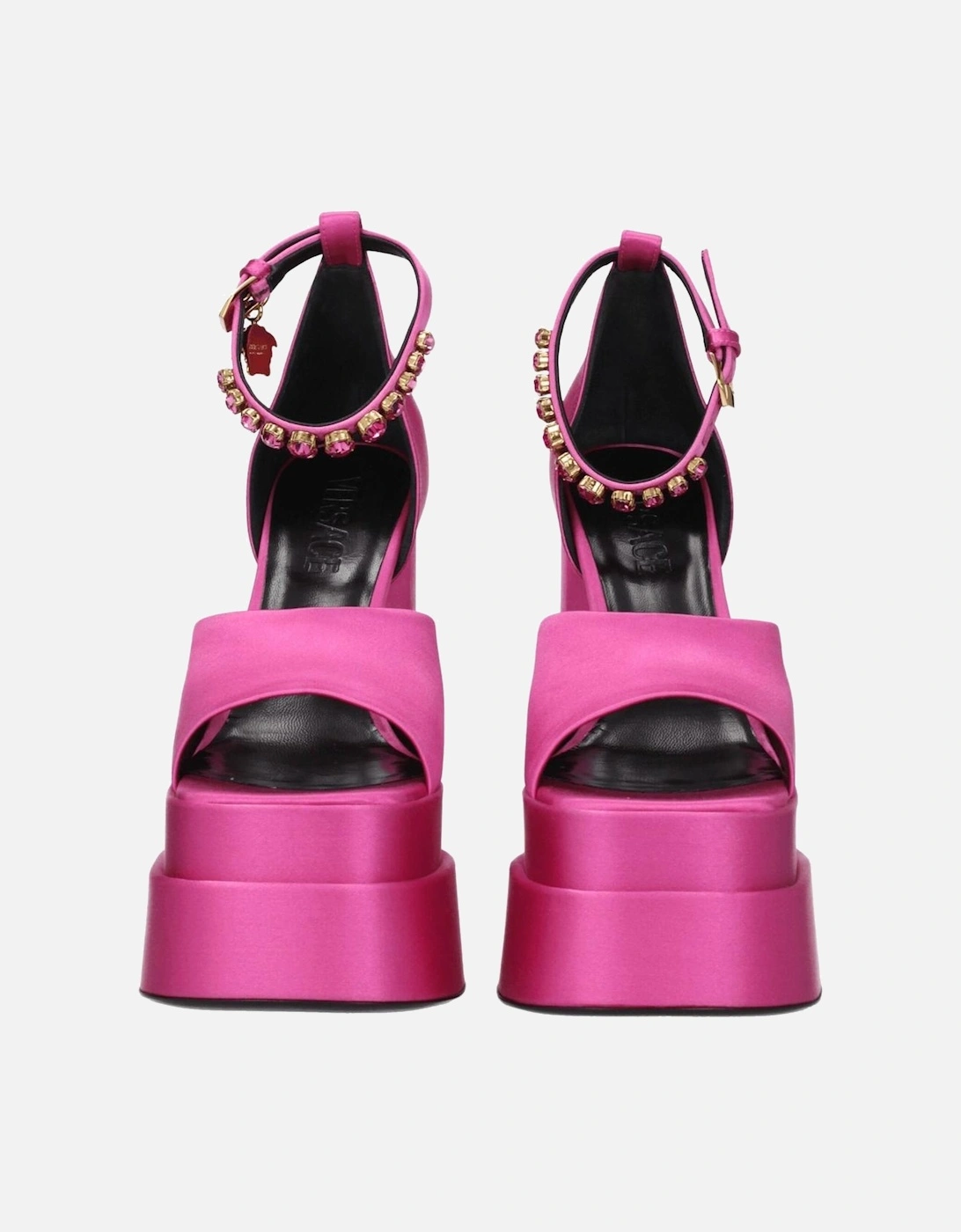 Satin High Heel Sandals with Rhinestone Detail Women - Pink