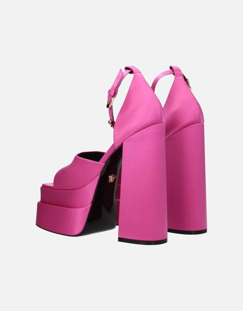 Satin High Heel Sandals with Rhinestone Detail Women - Pink