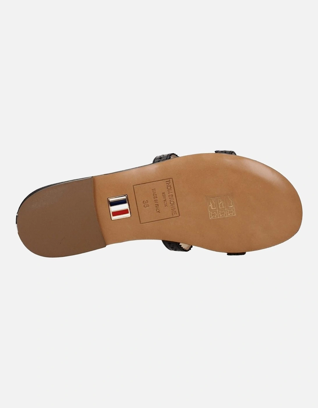 Leather Open Toe Slippers with Front Detail Women - Black Sandals