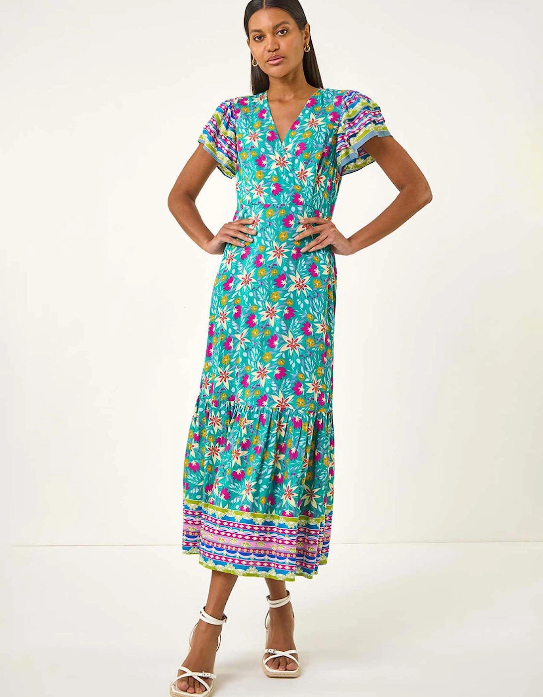 Floral Border Print Maxi Dress - Blue, 2 of 1