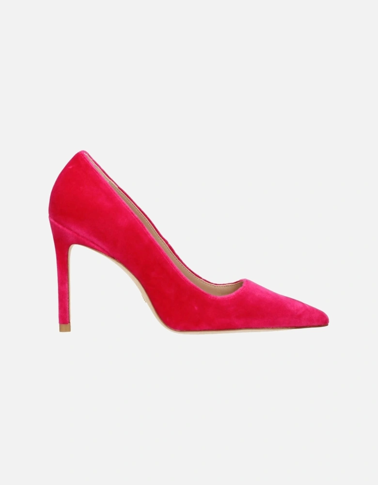 Velvet Pointy Toe High Heel Pumps Women - Pink Brooches