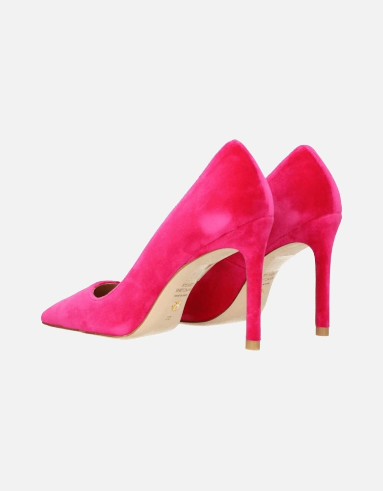 Velvet Pointy Toe High Heel Pumps Women - Pink Brooches