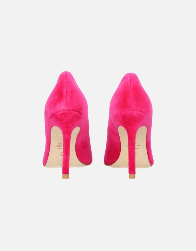 Velvet Pointy Toe High Heel Pumps Women - Pink Brooches