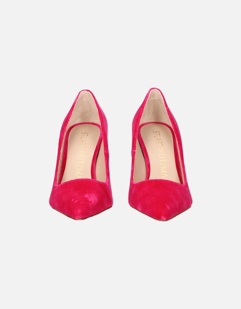 Velvet Pointy Toe High Heel Pumps Women - Pink Brooches