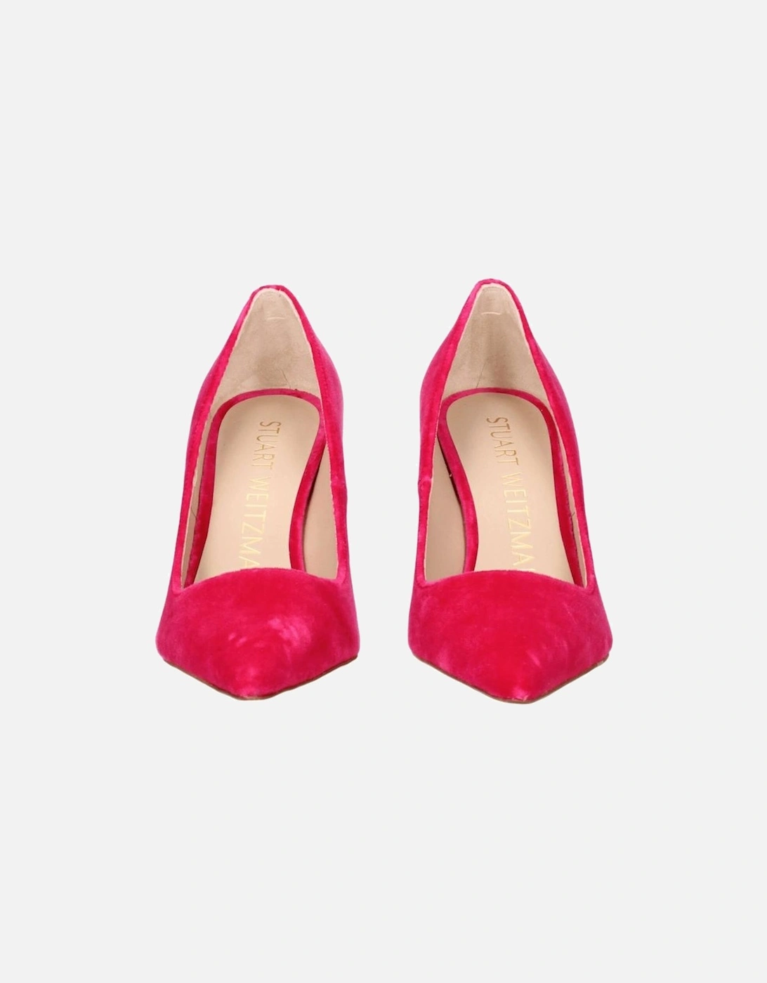Velvet Pointy Toe High Heel Pumps Women - Pink Brooches
