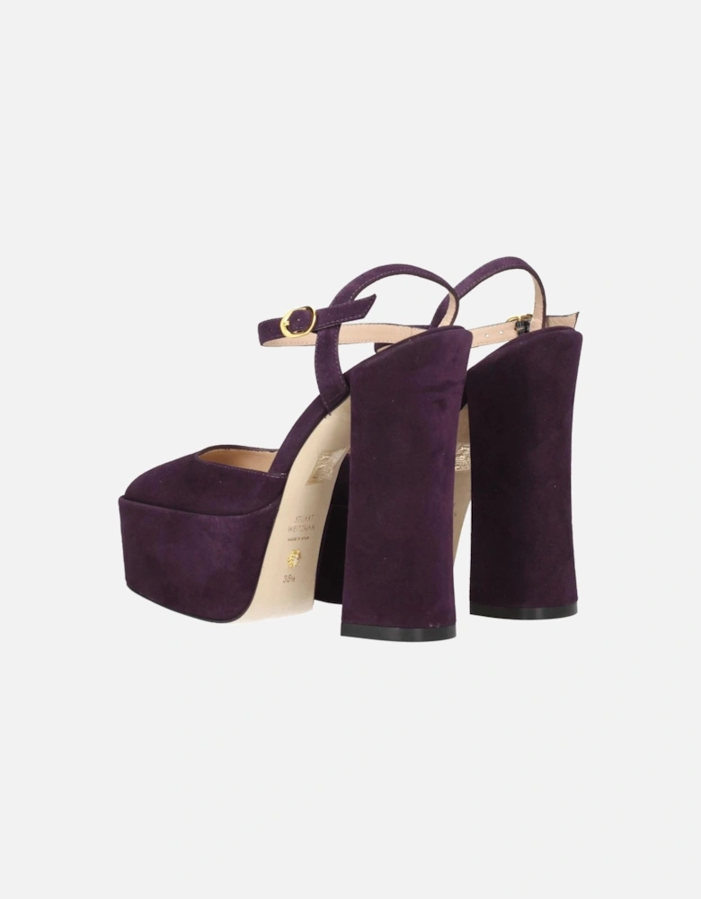 High Heel Suede Sandals with Buckle Closure Women - Purple
