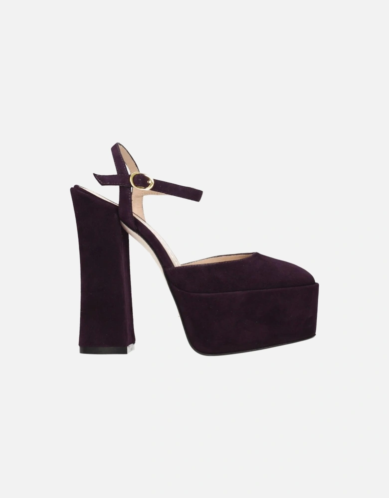 High Heel Suede Sandals with Buckle Closure Women - Purple