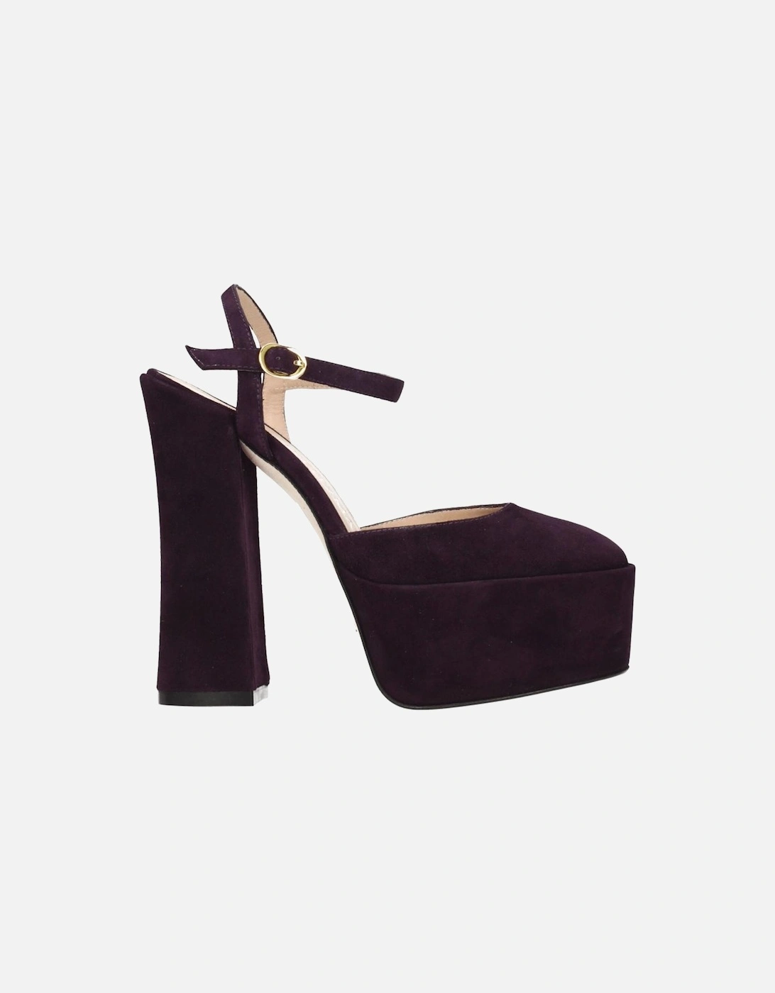 High Heel Suede Sandals with Buckle Closure Women - Purple, 6 of 5