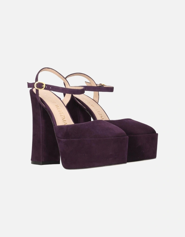 High Heel Suede Sandals with Buckle Closure Women - Purple