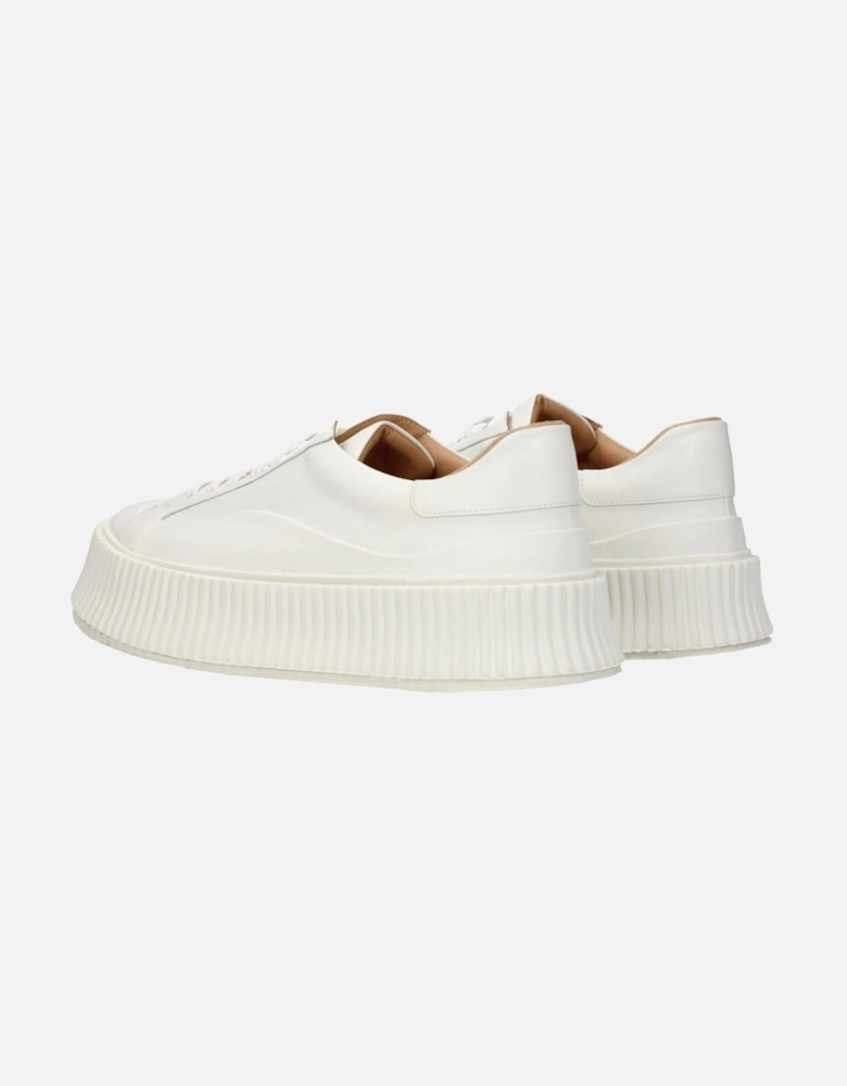Lace-Up Leather Sneakers with Mid Heels Women - White