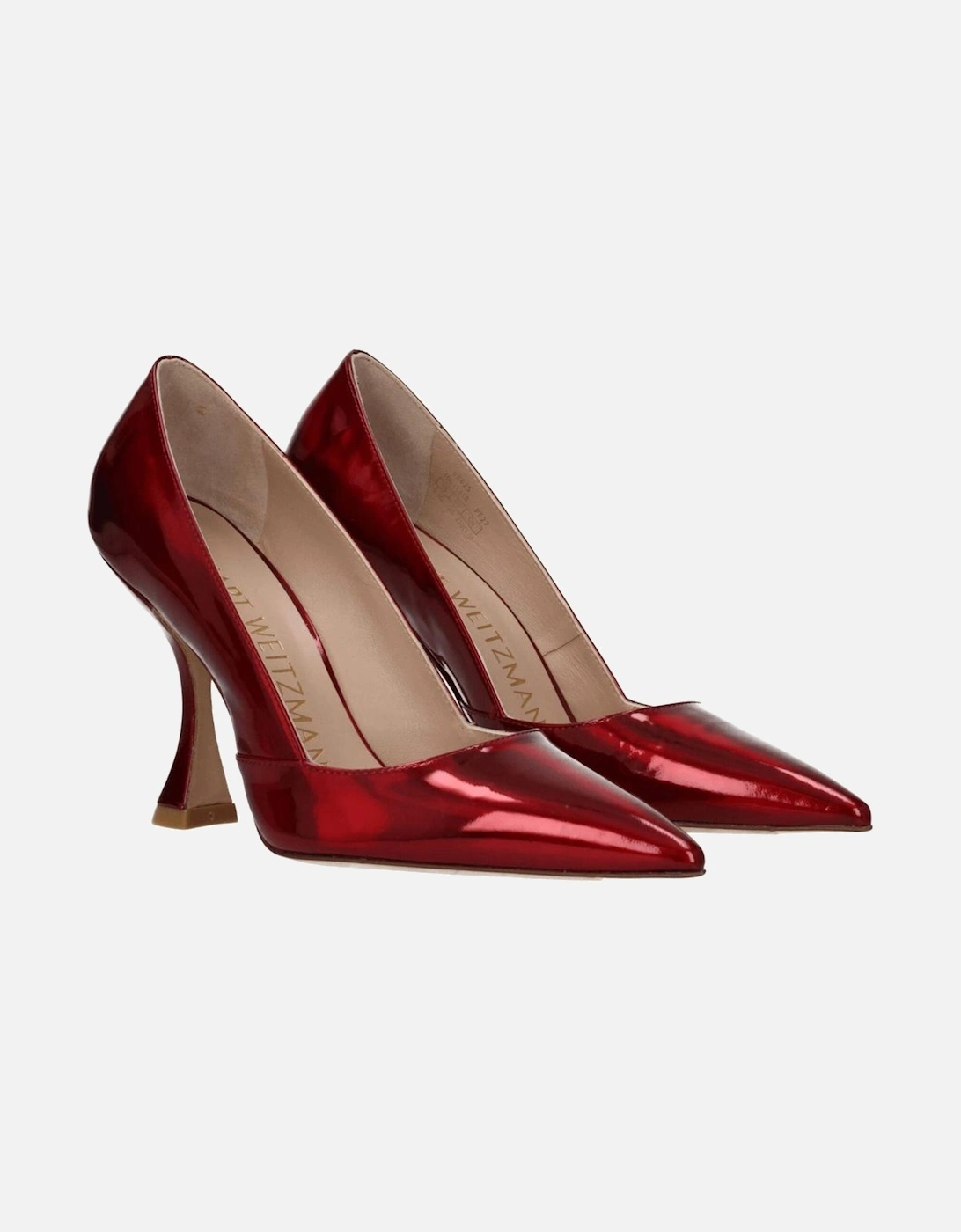High Heel Pointy Toe Patent Leather Pumps Women - Red Brooches