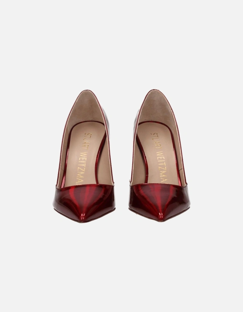 High Heel Pointy Toe Patent Leather Pumps Women - Red Brooches