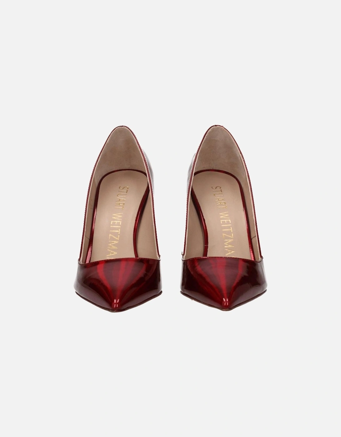 High Heel Pointy Toe Patent Leather Pumps Women - Red Brooches