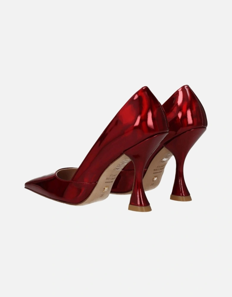 High Heel Pointy Toe Patent Leather Pumps Women - Red Brooches