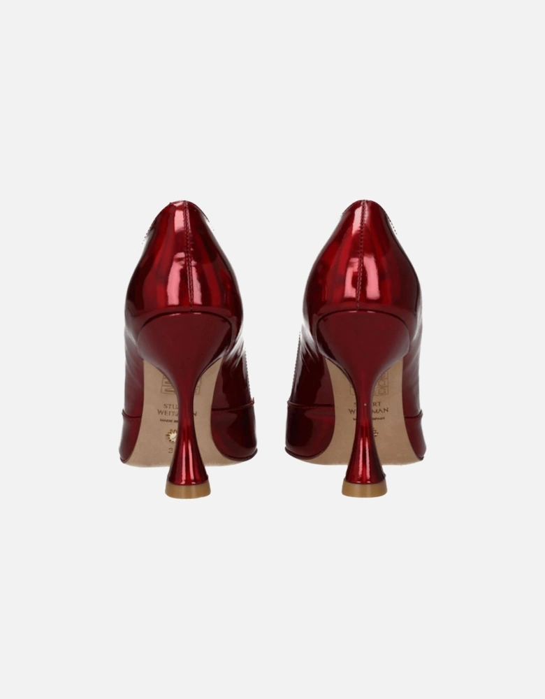 High Heel Pointy Toe Patent Leather Pumps Women - Red Brooches
