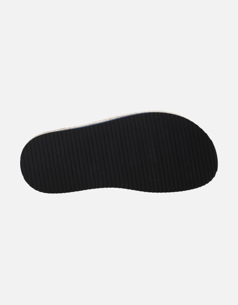 Side Logo Fabric Slippers with Rubber Sole Women - Blue Sandals