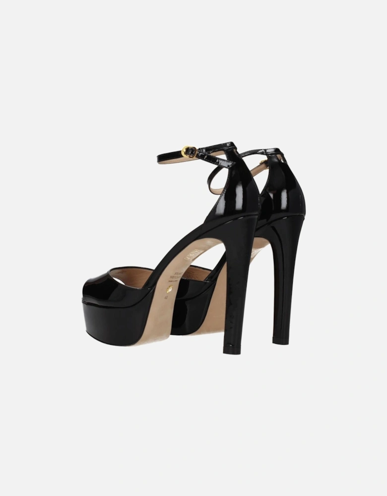 High Heel Patent Leather Open Toe Sandals Women - Black