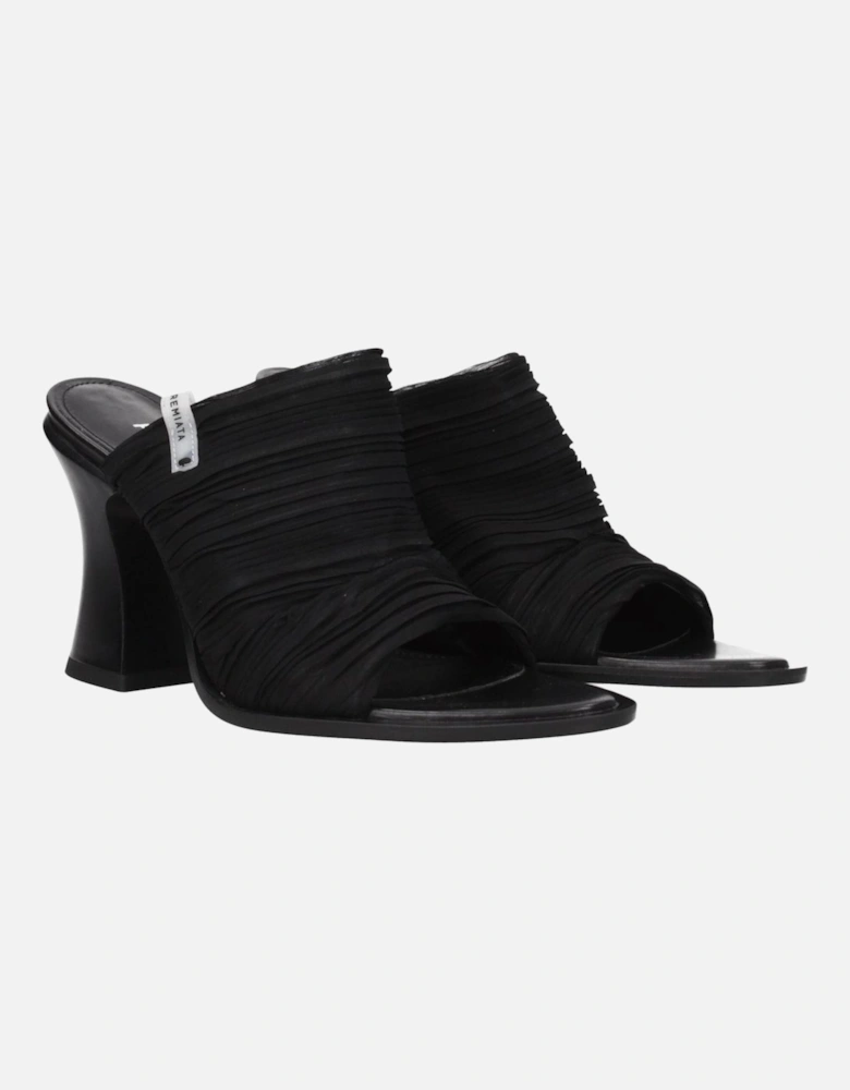 High Heel Open Toe Leather Sandals Women - Black