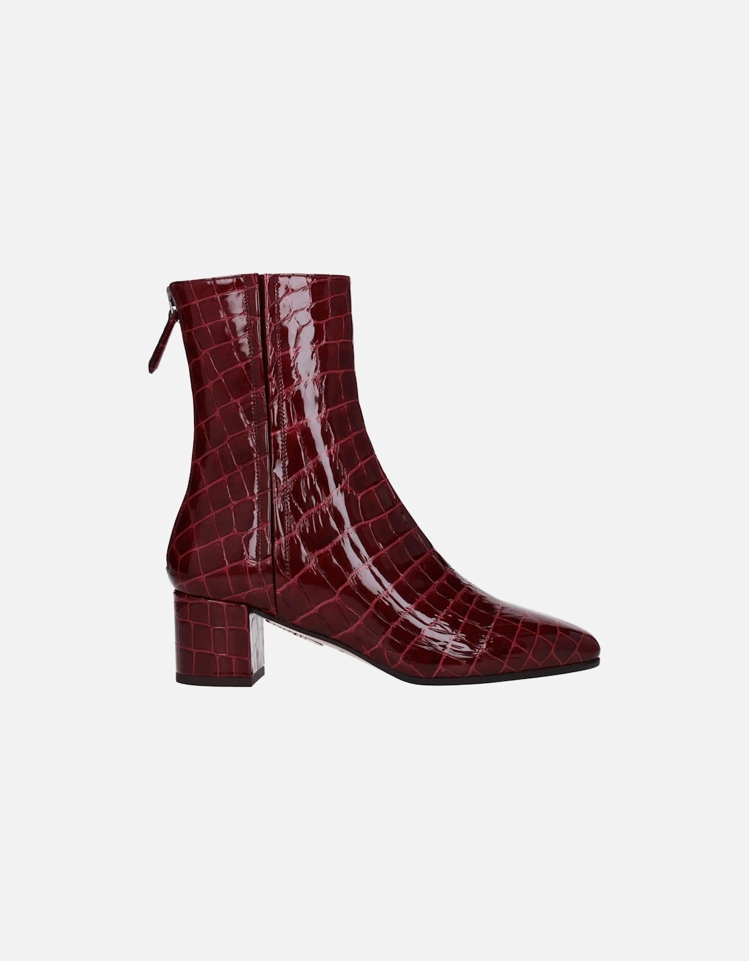 Square Toe Mid Heel Leather Ankle Boots Women - Red, 6 of 5