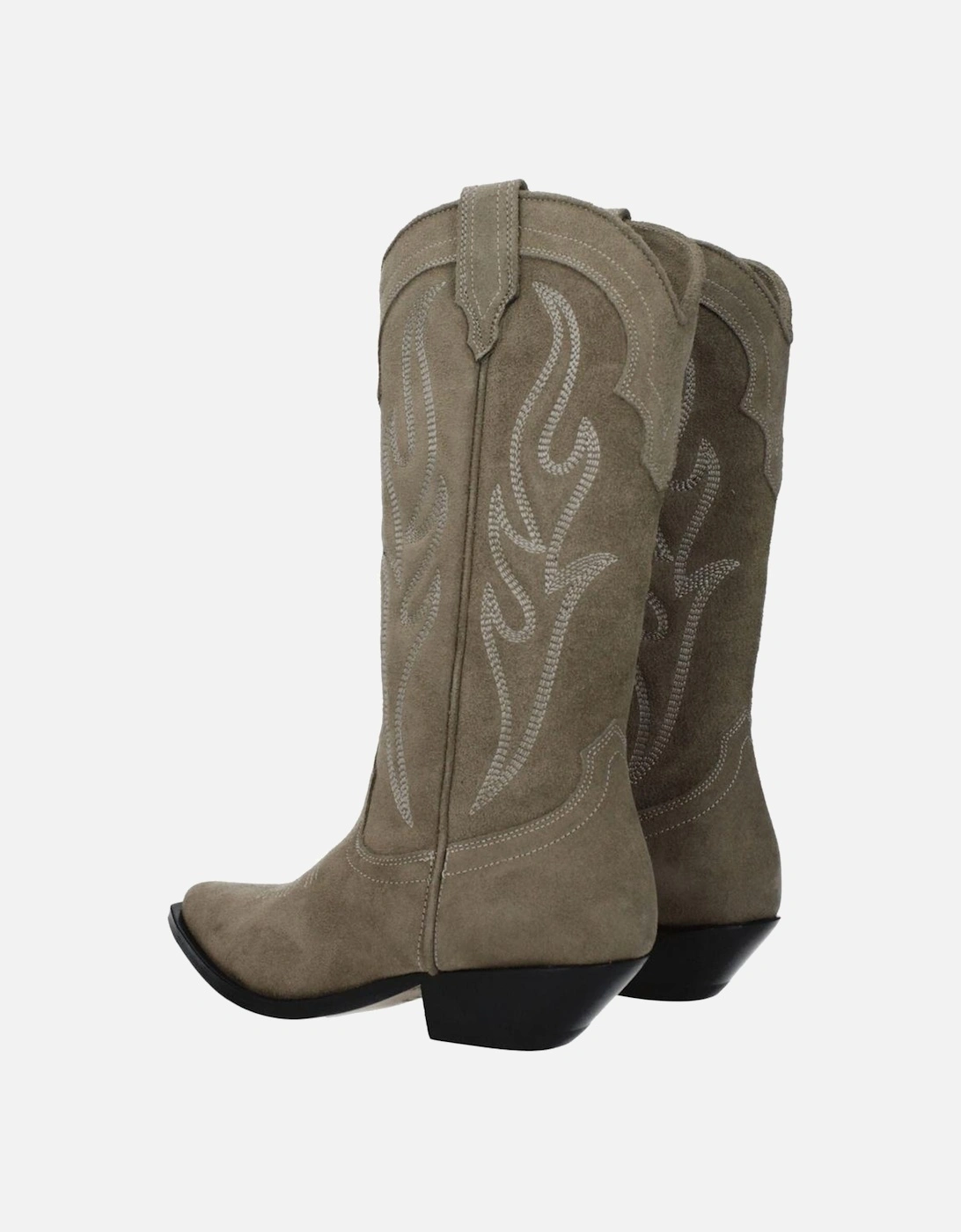 Suede Pointy Toe Mid Heel Boots Women - Green