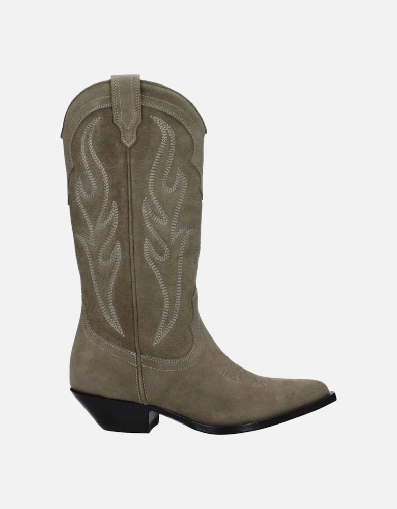 Suede Pointy Toe Mid Heel Boots Women - Green