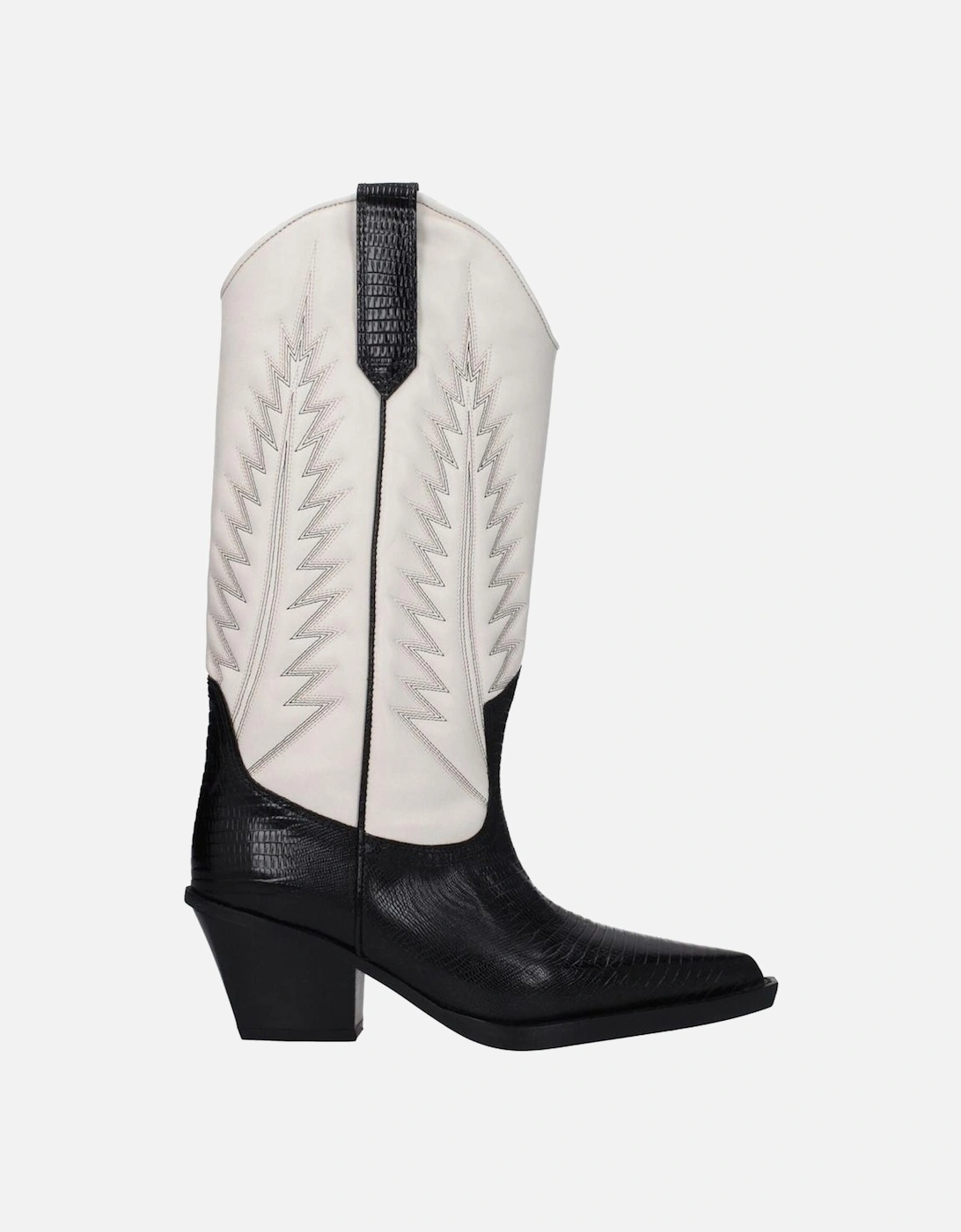 Pointy Toe Mid Heel Leather Boots Women - Beige, 6 of 5