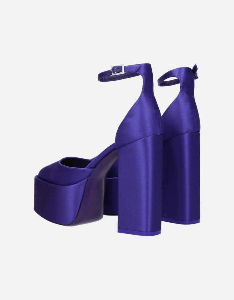 High Heel Satin Sandals with Buckle Closure Women - Purple