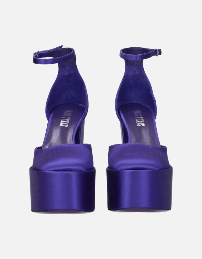 High Heel Satin Sandals with Buckle Closure Women - Purple