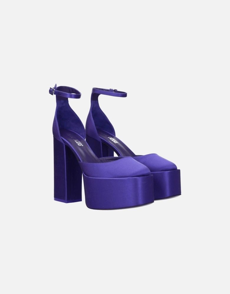 High Heel Satin Sandals with Buckle Closure Women - Purple