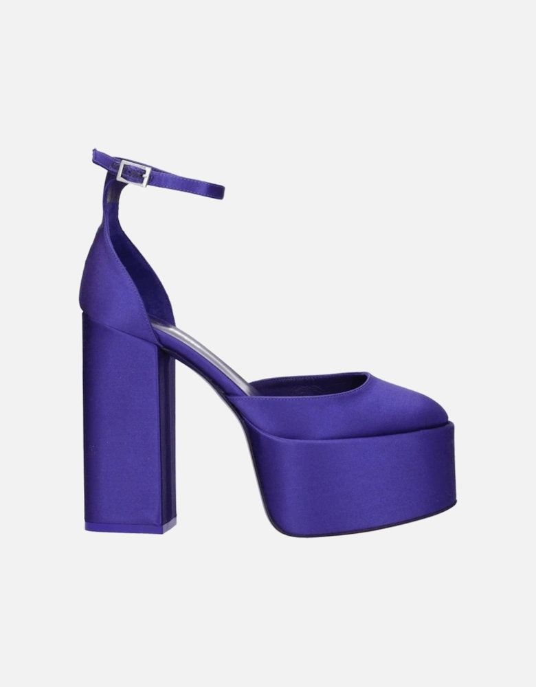 High Heel Satin Sandals with Buckle Closure Women - Purple