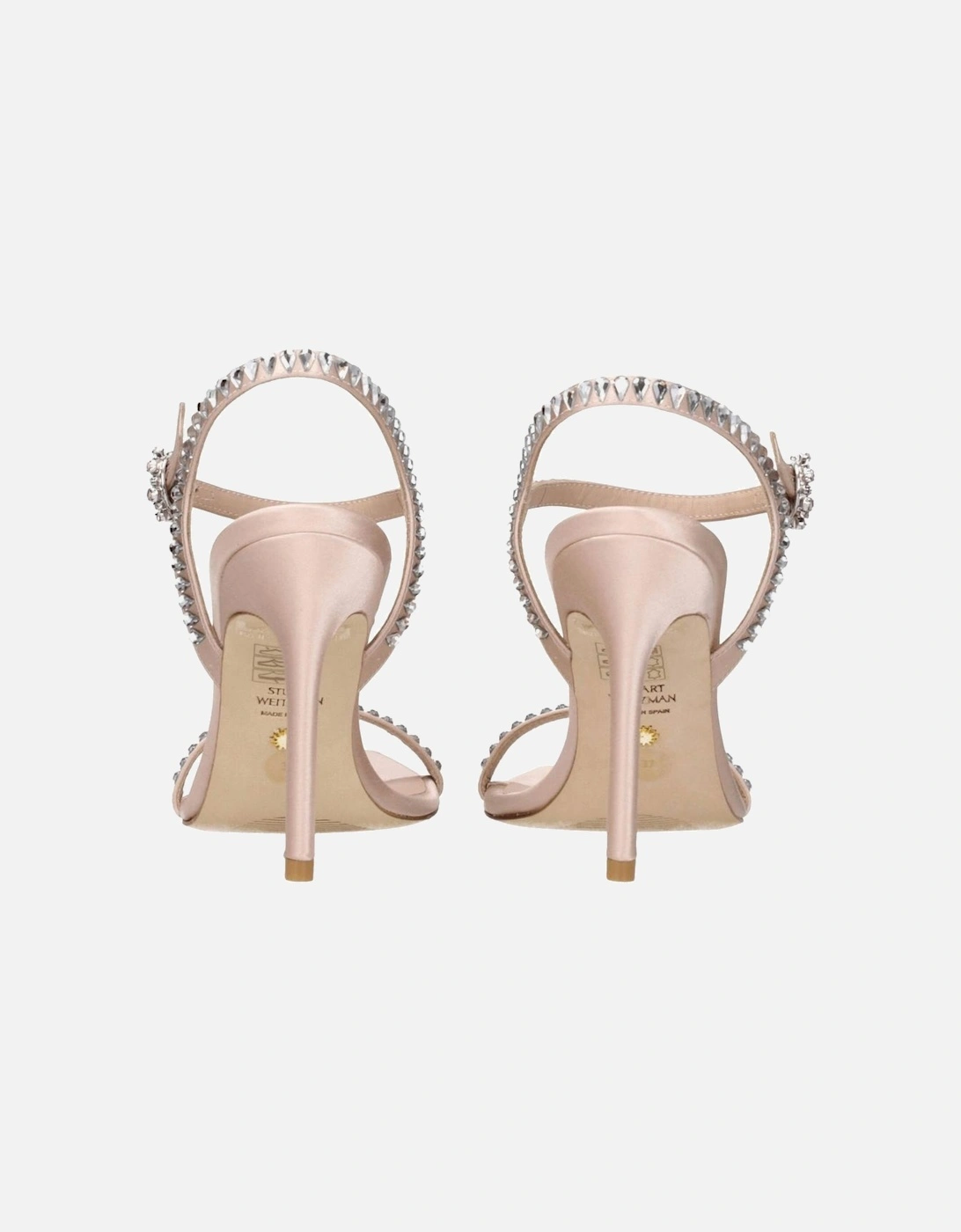 High Heel Satin Sandals with Rhinestones Women - Pink