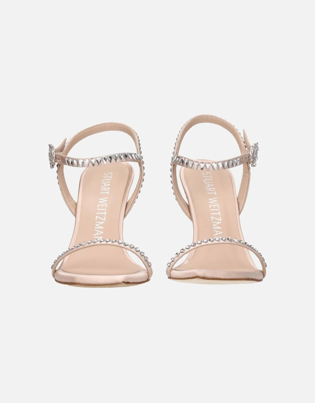High Heel Satin Sandals with Rhinestones Women - Pink