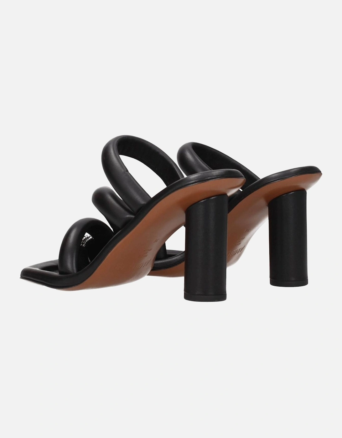High Heel Leather Rhinestone Sandals Women - Black