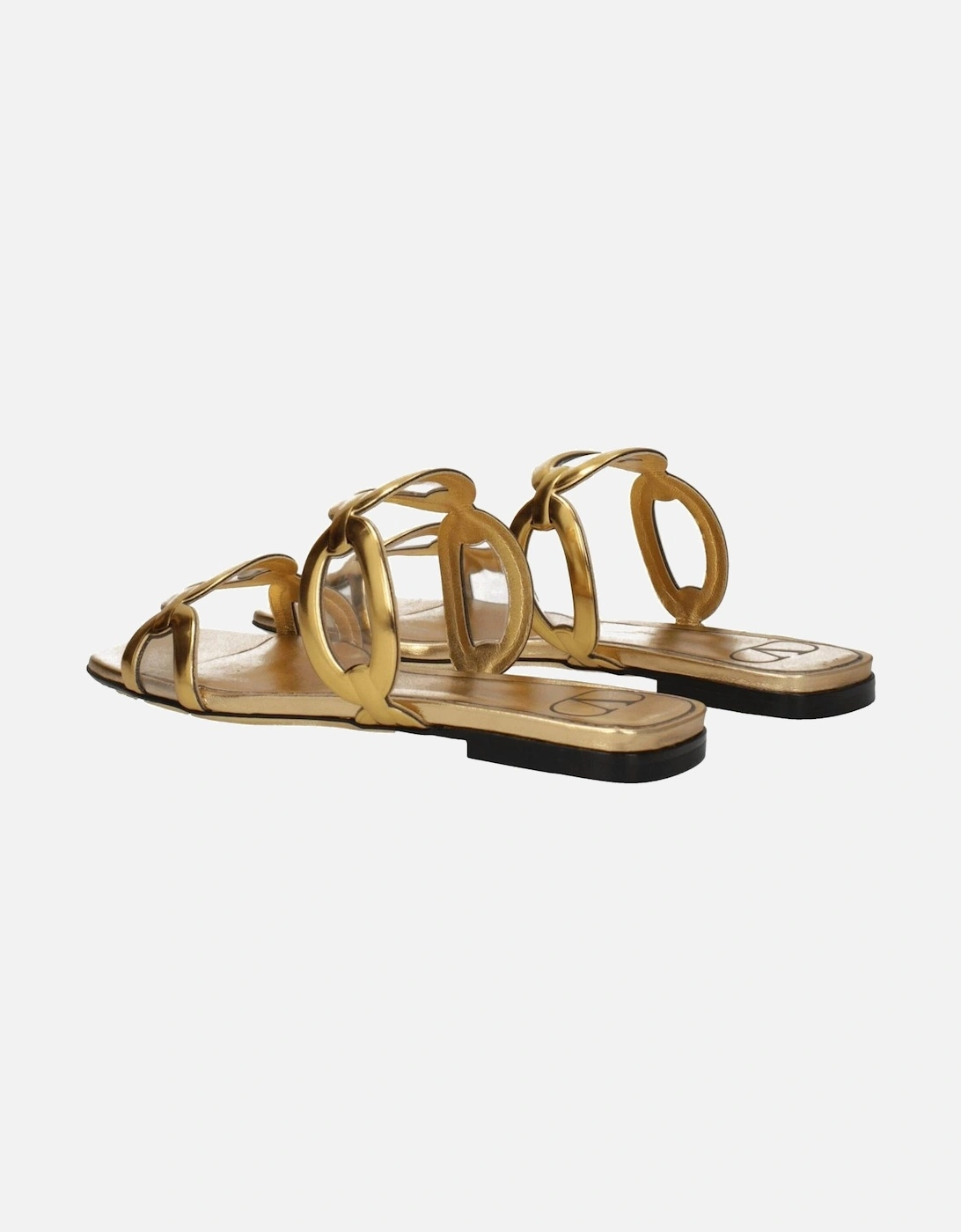Gold Leather Open Toe Slippers Women Sandals