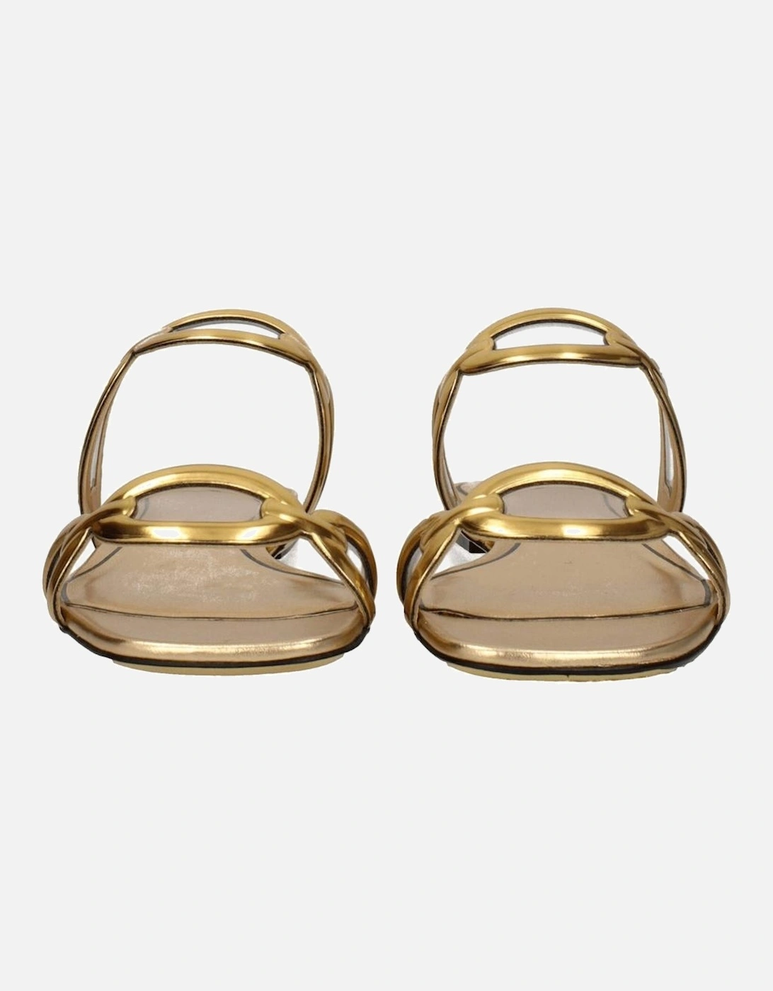 Gold Leather Open Toe Slippers Women Sandals