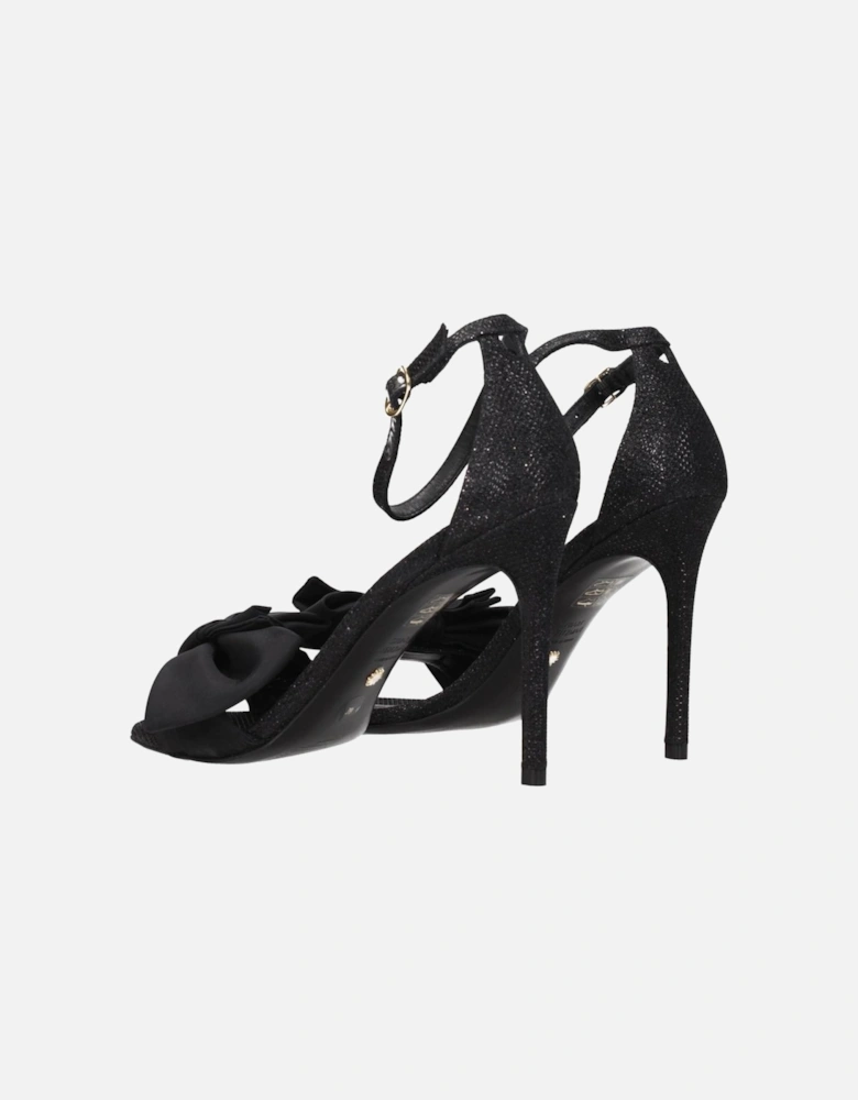 Satin Fabric Buckle Closure High Heel Sandals Women - Black