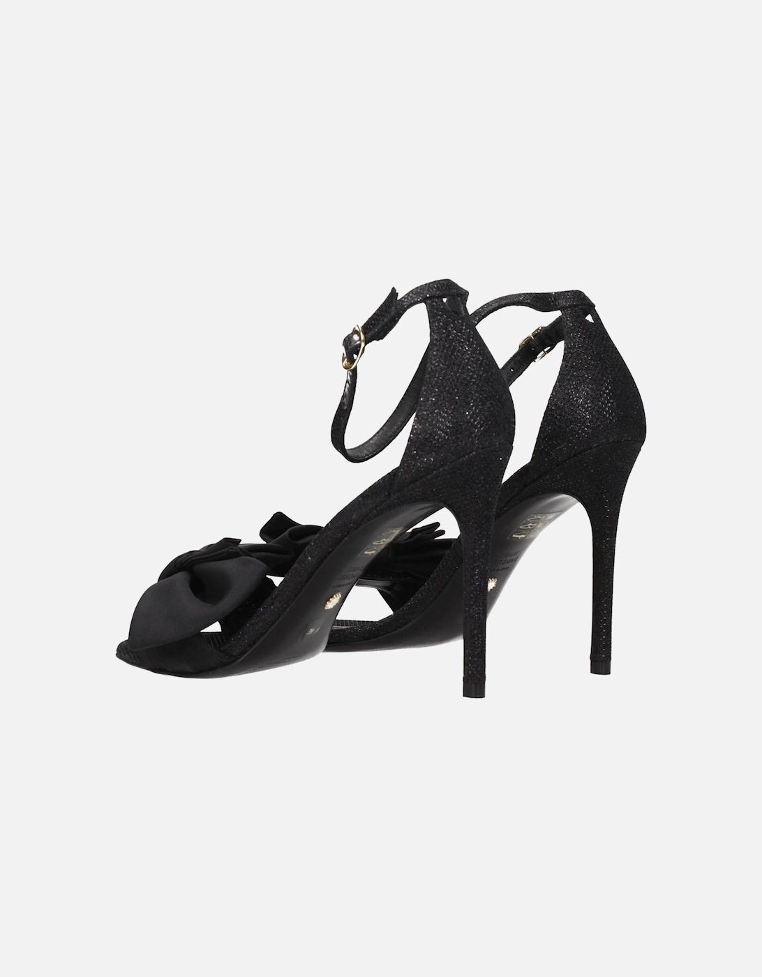 Satin Fabric Buckle Closure High Heel Sandals Women - Black