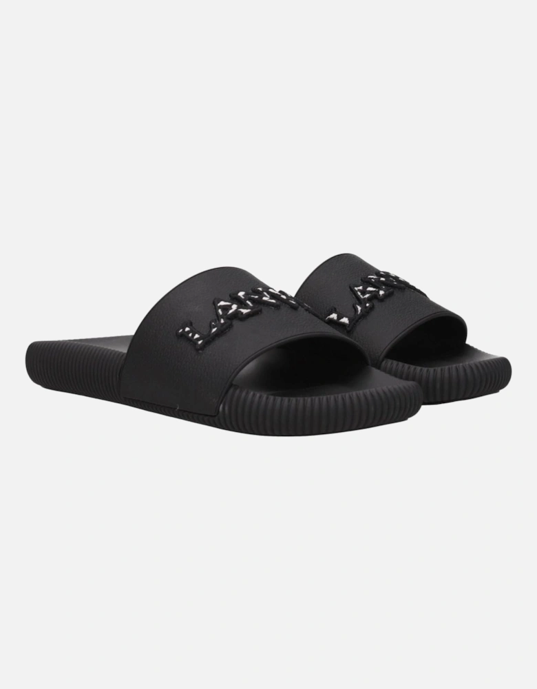 Front Logo Rubber Slippers and Clogs Women - Black Sandals