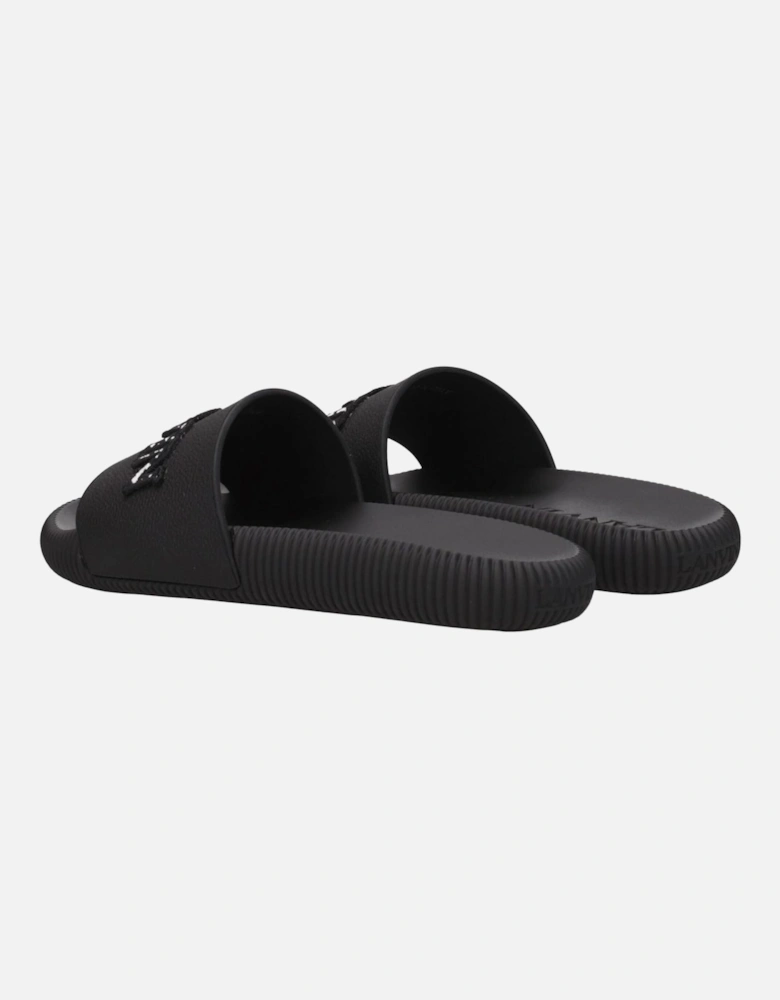 Front Logo Rubber Slippers and Clogs Women - Black Sandals