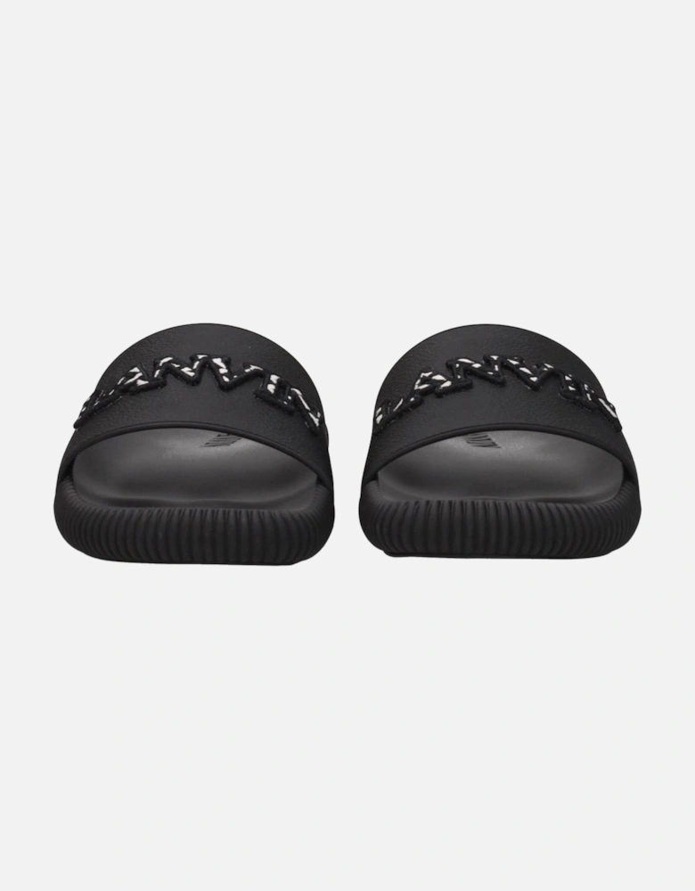 Front Logo Rubber Slippers and Clogs Women - Black Sandals