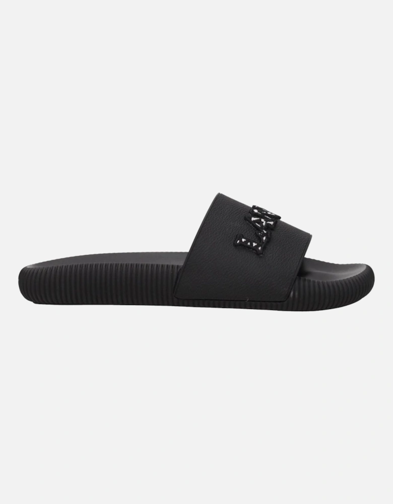 Front Logo Rubber Slippers and Clogs Women - Black Sandals