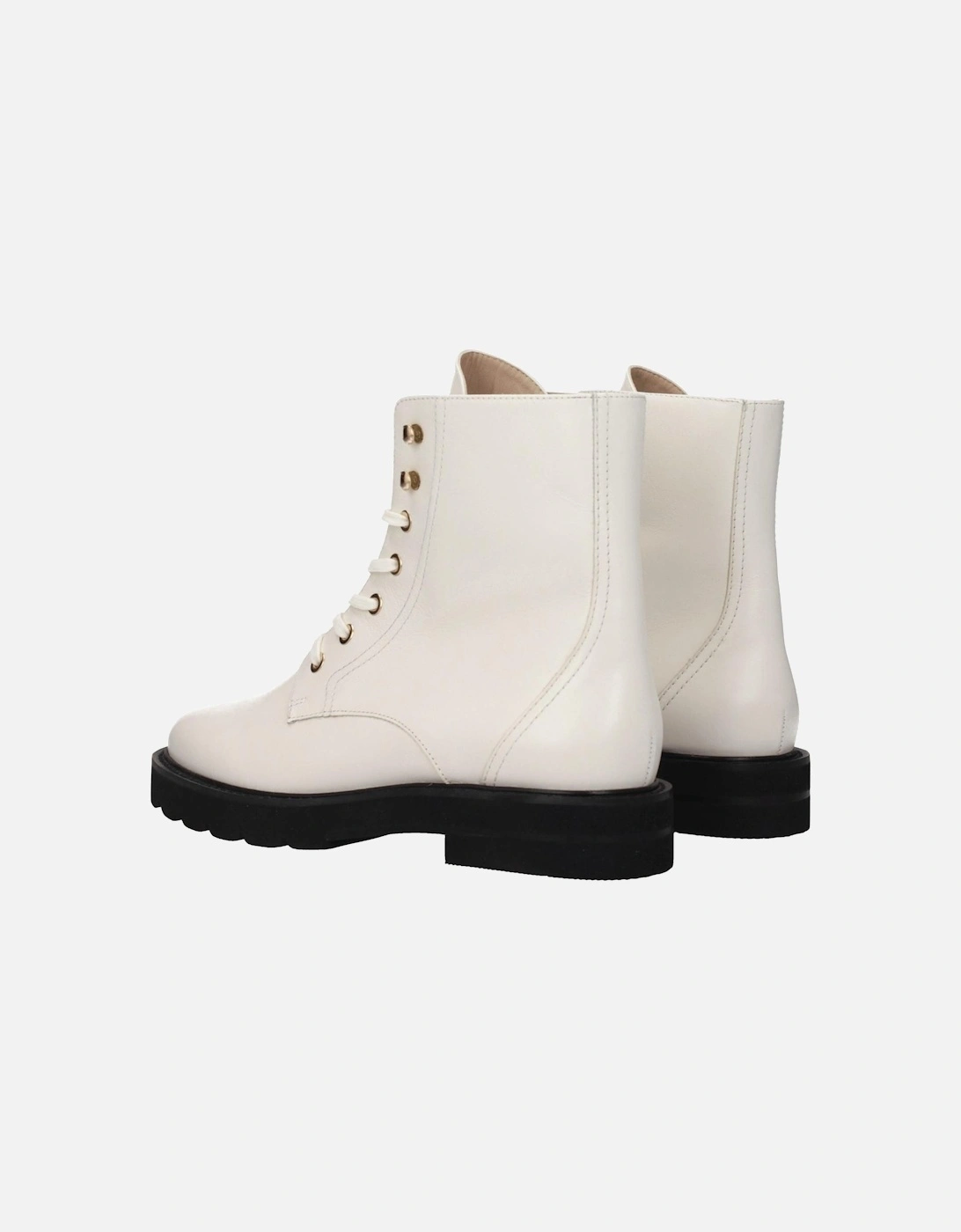 Leather Ankle Boots with Lace-Up Closure Women - White