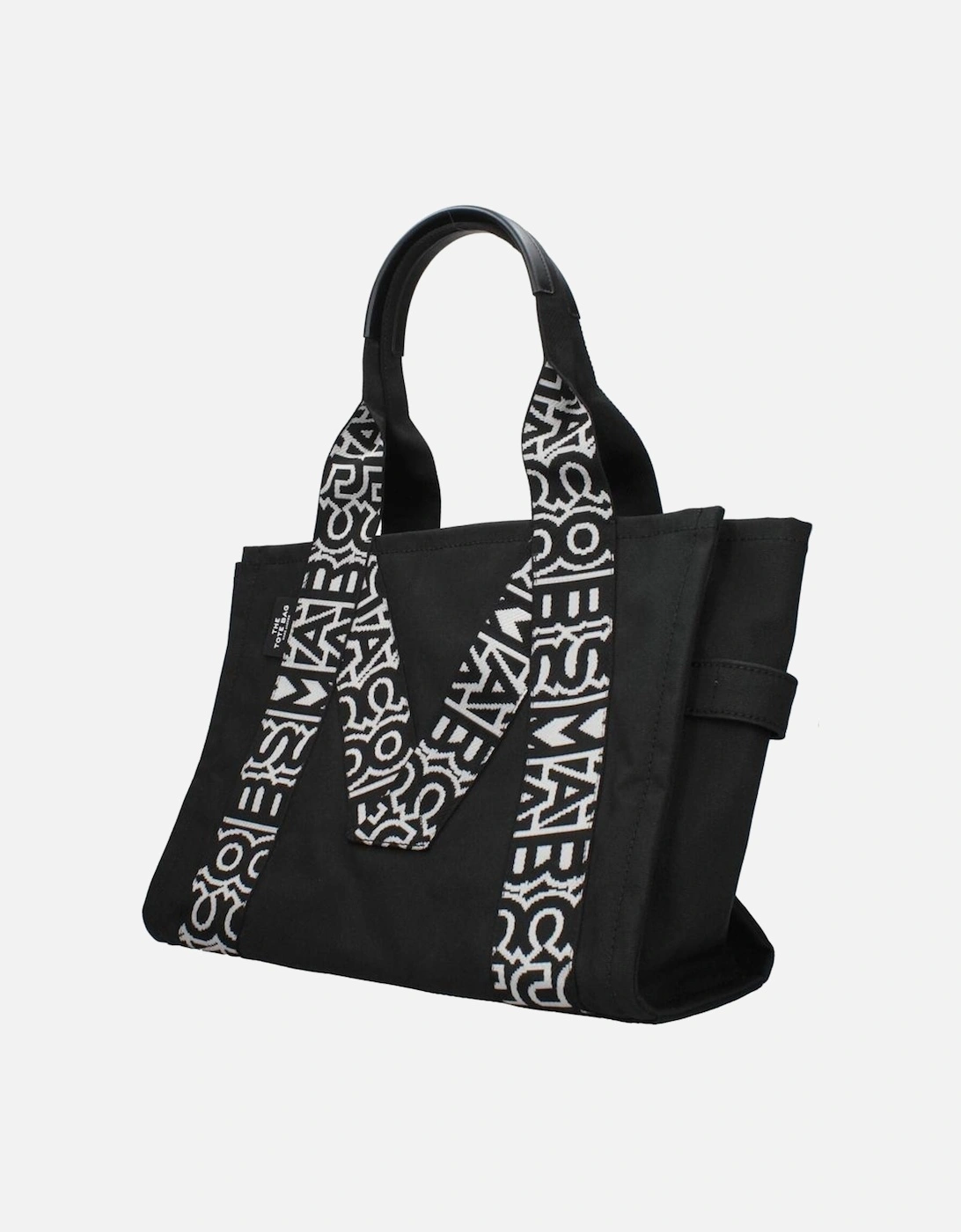 Large Leather Shoulder Bag with Logo Women - Black