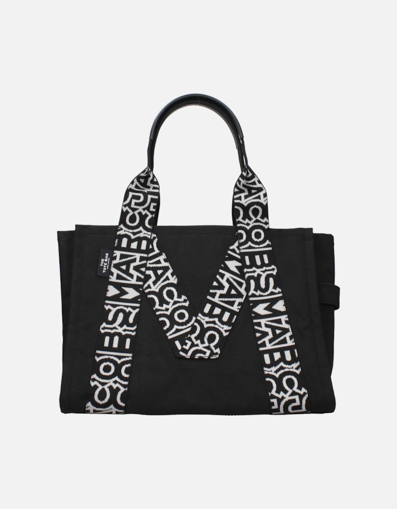 Large Leather Shoulder Bag with Logo Women - Black