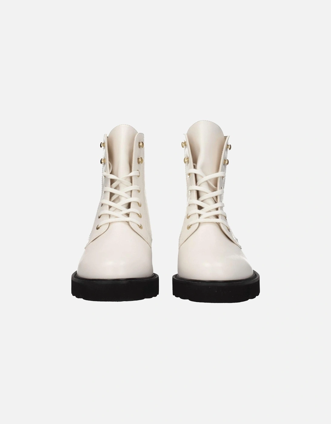Leather Ankle Boots with Lace-Up Closure Women - White