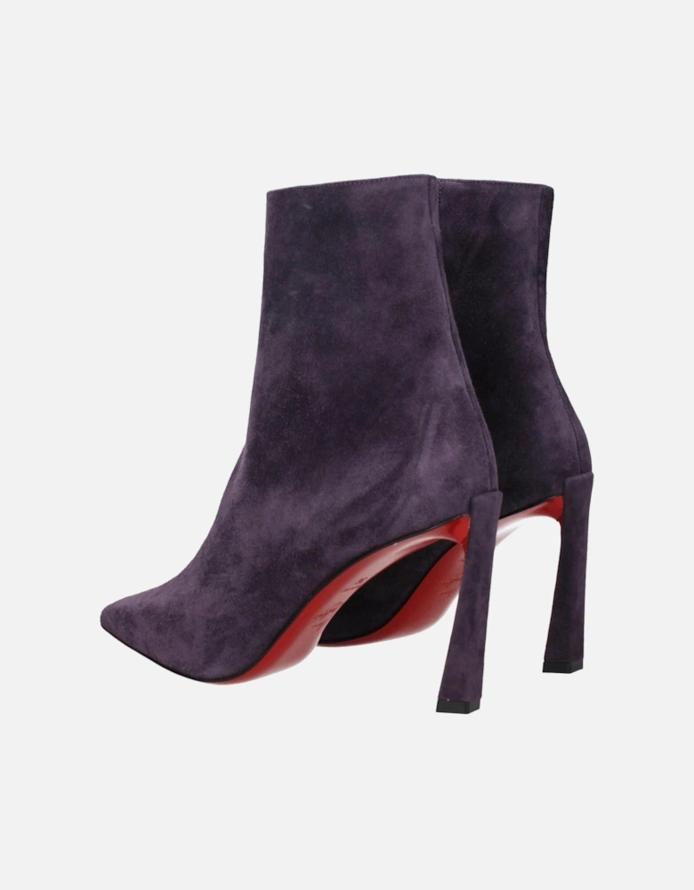 Suede Ankle Boots with Zip Closure Women - Purple