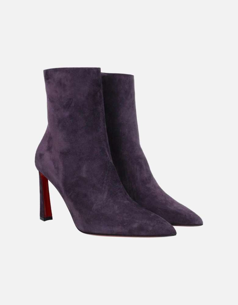 Suede Ankle Boots with Zip Closure Women - Purple