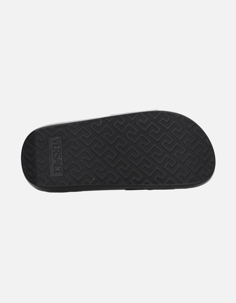 Leather Slippers with Front Detail and Logo Women - Black Sandals