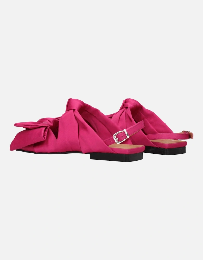 Fuchsia Fabric Open Toe Sandals with Buckle Closure Women - Pink