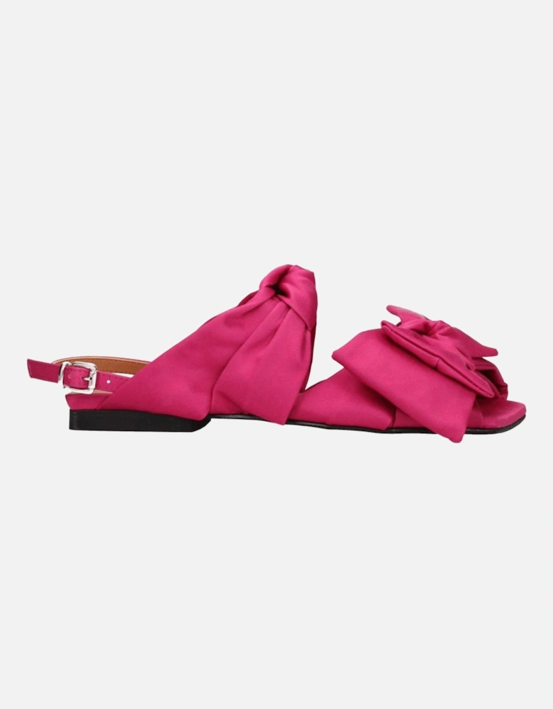 Fuchsia Fabric Open Toe Sandals with Buckle Closure Women - Pink